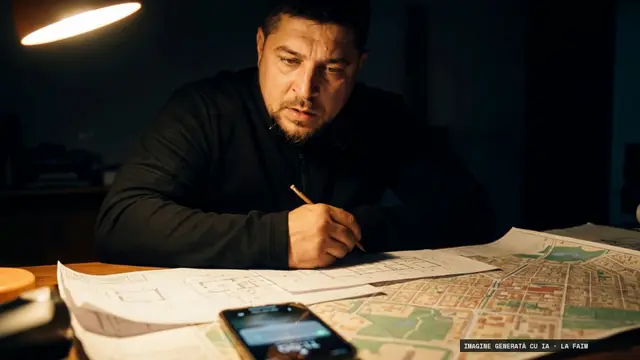 Cadru din intro: Nitzy la lampă, peste hărțile cartierului